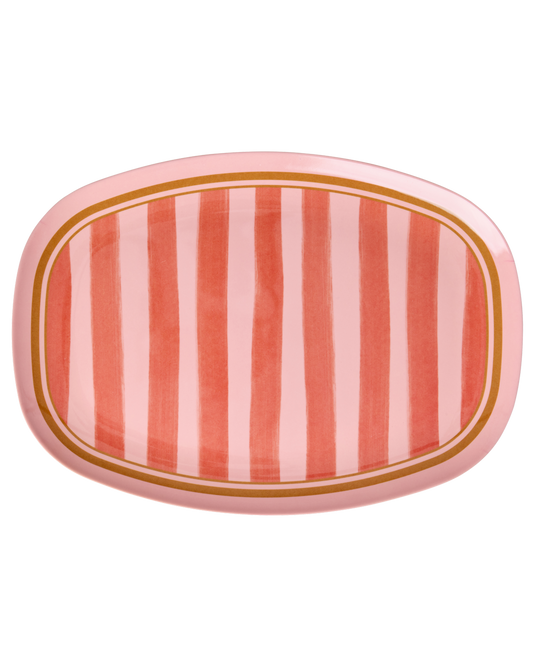 groot rechthoekig dinerbord-roxe- organic stripes